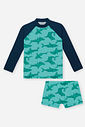 Conjunto Infantil Tubarões com Camiseta UV e Sunga Boxer Brisa