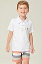 Conjunto Camisa Polo E Bermuda Listrada Branco E Mescla Abrange