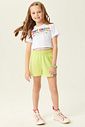 CONJ BLUSA E SHORTS BRANCO/VERDE LIME