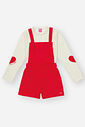 Conjunto Infantil Menina Blusa Coração E Jardineira Vermelho Mundo Cinti