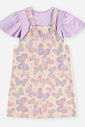 Conjunto Infantil Blusa Canelada e Salopete de Borboletas