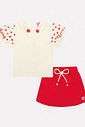Conjunto Infantil Menina Blusa E Short-Saia Tutti-Frutti Vermelho Mundo Cinti