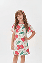 Vestido Menina em Cotton Cerejas Vermelho Mundo Cinti