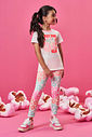 Conjunto Infantil Neon Love com Blusa em Meia Malha e Legging Floral em Suplex – Look Menina Verão c NATURAL/RS BARBIE