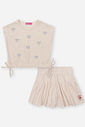 Conjunto Infantil de Festa com Blusa e Shorts em Moletinho Waffle – Look Menina Verão com Strass OFF WHITE