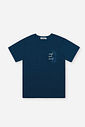 Conjunto Infantil Menino Camiseta Bordada e Bermuda Listrada Marinho