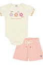 CONJ BODY E SHORTS NATURAL/LJ NEON