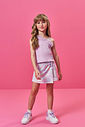 Conjunto Infantil com Blusa Cropped em Ribana e Shorts Saia Estampa Sara Salamandra – Look Menina Ve LILAS BRUMA