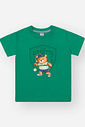 Conjunto Infantil Esportivo Divertido com Camiseta de Ursinho e Bermuda em Molecotton Denim VD VIVID/AZ JEANS MEDIO