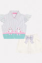 CONJ CAMISETE E SHORTS VD ACQUA/OFF WHITE