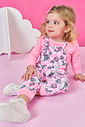 Conjunto com Jardineira Bebê Menina Cheerful Mundo Cinti ROSA BARBIE