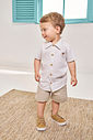 Conjunto Infantil Divertto Esporte Fino com Camisa Listrada e Bermuda em Sarja CZ CROMIO/MR CAMURCA