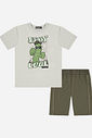 Conjunto Menino Camiseta Cacto e Bermuda Musgo