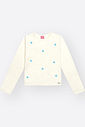 Blusa Menina em Cotton Estrelas Bordadas Mundo Cinti NATURAL/AZUL