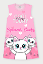 Vestido Infantil Estampado Space Cats Rosa Abrange