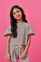 Conjunto Infantil Listrado com Blusa Boxy e Shorts em Malha Fio Tinto – Look Menina Verão Preto PRETO