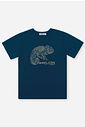Camiseta Infantil Menino Rinoceronte em Meia Malha Marinho