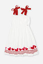 Vestido Infantil de Festa em Meia Malha – Vestido Menina Verão com Laços e Corações NATURAL