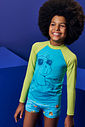 Conjunto Menino em Malha UV Camiseta e Sunga Capivara Sky