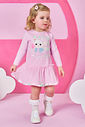 Vestido Infantil Menina Rosa com Pompons – Vestido Bebê Gatinha Mundo Cinti