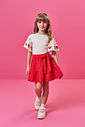 Conjunto Infantil de Festa com Blusa em Cotton e Saia Shorts em Laise Coração – Look Menina Verão co NATURAL/VM MARTE