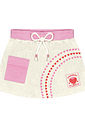 Conjunto Infantil Menina Blusa Gatinha; Short-Saia E Bolsa Strawberry Off White E Rosa Cinti