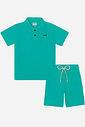 Conjunto Infantil Menino Polo e Bermuda em Moletinho Waffle Vivid
