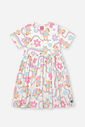 Vestido Infantil em Cotton Linho com Estampa de Capivara – Vestido Menina Verão Off White OFF WHITE