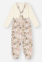 Conjunto Infantil Menina Blusa E Jardineira Ursinho Bege Mundo Cinti