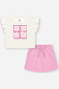 Conjunto Bebê Menina Blusa Boxy e Short-Saia Arco-íris com Strass – Look Delicado Cinti Baby NATURAL/RS IOGURTE