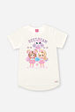 Conjunto Infantil Menina Cheerleader com Bermuda Ciclista Estampada NATURAL/RS CONFETE