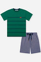 Conjunto Infantil Menino Camiseta Listrada e Bermuda Denim