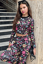 Conjunto Blusa Boxy E Calça Boot Cut Total Print Preto Dway