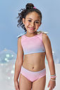 Biquíni Infantil em Malha Foil Degradê e Malha UV – Moda Praia Menina Verão com Brilho ROSA IOGURTE