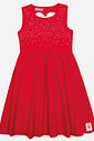 Vestido Infantil Menina Recorte Coração Vermelho Mundo Cinti