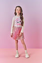 Conjunto Infantil Menina Blusa E Saia-Short Paetê Rosa Mundo Cinti