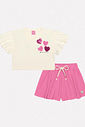 CONJ BLUSA E SHORTS NATURAL/ROSA CINTI