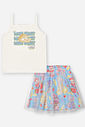 Conjunto Infantil Alcinha e Saia Tule Frutinhas Porcelana