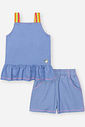 Conjunto Infantil com Regata Boxy e Shorts em Molecotton Denim – Look Menina Verão com Alças Colorid AZUL JEANS MEDIO