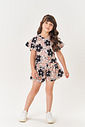 Conjunto Infantil Menina Blusa E Short Flores Off White Mundo Cinti