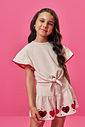 Conjunto Infantil de Festa com Blusa e Shorts em Moletinho Waffle Linho – Look Menina Verão com Cora OFF WHITE