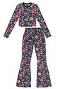 Conjunto Blusa Boxy E Calça Boot Cut Total Print Preto Dway