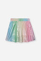 Conjunto Infantil com Blusa Boxy Estampa Sara Salamandra e Saia Shorts em Malha Foil – Look Menina V NATURAL/RS IOGURTE