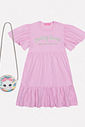 VESTIDO E BOLSA LILAS CINTI/NATURAL