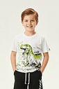 Camiseta Infantil Menino T-Rex Branco Abrange