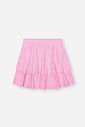 Conjunto Infantil com Blusa e Saia Shorts em Malha Botonê – Look Menina Verão com Algodão ROSA IOGURTE