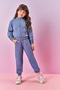 Conjunto Infantil Menina Jaqueta Estampa Costa E Calça Azul Mundo Cinti