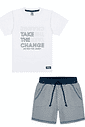 CONJ CAMISETA E BERMUDA BRANCO/DRESS BLUE