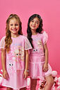 Conjunto Infantil de Aniversário com Saia Shorts em Tule Foil – Princesa Birthday Cinti ROSA IOGURTE
