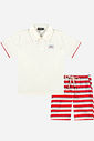 Conjunto Menino Camisa Polo e Bermuda Listrada Vermelho